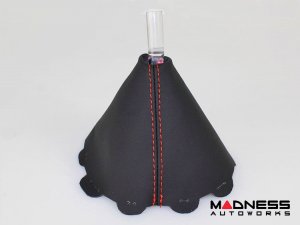 FIAT 124 Spider Gear Shift / eBrake Boot Kit - Black Italy - Black Leather w/ Red Stitching